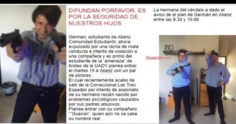 Falsa amenaza denunciada por el director de Alianz, Comunidad Estudiantil: demandará familia a quienes publicaron fotos de armas de aire