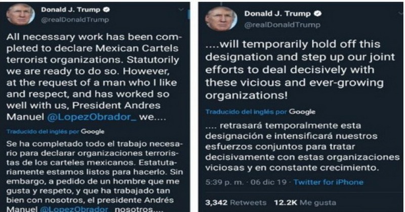 Presidente Trump frena designación de cárteles como organizaciones terroristas: es por respeto al presidente AMLO, argumenta