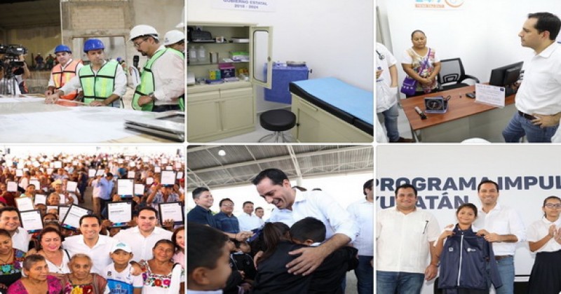 En Valladolid el gobernador Vila Dosal puso en marcha la distribución de 208,533 chamarras / Supervisó los trabajos de construcción del teatro José María Iturralde