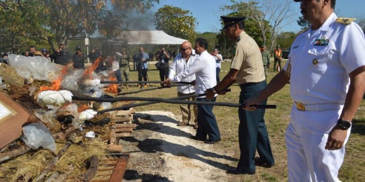Incineran casi 200 kilos de drogas en Mérida