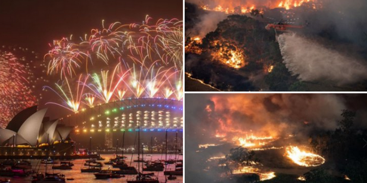 En Australia sombrío festejo de año nuevo, entre incendios y humaredas que llegan hasta la vecina Nueva Zelanda