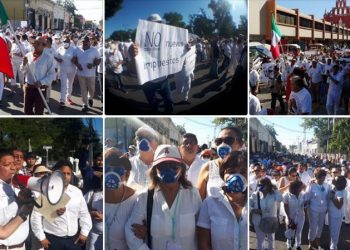 Marcha en total tranquilidad, en silencio y de blanco desde la 60 hasta Palacio de Gobierno / Rechazaron presencia de políticos, pero no se fueron