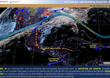 El dominio de un sistema de alta presión sobre el golfo de México y la península de Yucatán, continuará generando condiciones de cielo despejado en la mayor parte de la región