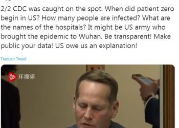 Funcionario chino acusa a Estados Unidos de haber sembrado el COVID-19 en Wuhan a través de Twitter sin aportar datos concretos