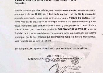 Secretario general del Ayuntamiento de Lázaro Cárdenas, Quintana Roo, decidió declarar “el toque de queda” en el municipio
