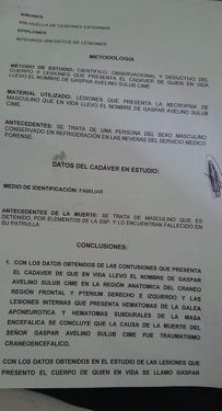 Familiares de Gaspar Avelino Sulub Cimé, quien falleció en custodia policíaca en Mérida, dieron a conocer en conferencia de prensa los resultados de la autopsia realizada por un médico legista al que contrataron