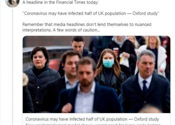 Regímenes de prueba en todo el mundo varían enormemente, por lo que las tasas reales de mortalidad y hospitalización de COVID-19 son difíciles de precisar / Dice estudio de la Universidad de Oxford que la mitad de la población británica podría haberse infectado