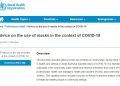 Mascarillas de algodón pueden ser una fuente potencial de infección, ya que no son resistentes a los fluidos y, por lo tanto, pueden retener la humedad y contaminarse, advierte la OMS