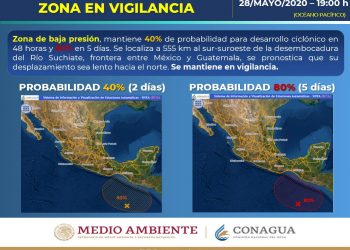 Lluvias en la Península de Yucatán: Zona de baja presión se intensifica cerca de las costas de Chiapas y generará temporal de lluvias en el este, sur y sureste de México