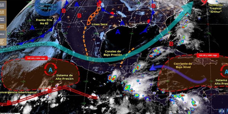 En las próximas 24 horas, se prevé cielo medio nublado a nublado, con probabilidad para chubascos con tormentas, con temperaturas de muy calurosas a extremadamente calurosas durante el día y cálidas al amanecer