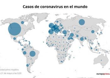 Se superan los 5 millones de casos en el mundo de COVID19 / Estados Unidos, Reino Unido, Italia, Francia y España, encabezan lista