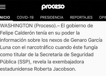 El gobierno del presidente Felipe Calderón tenía en su poder la información sobre los nexos de Genaro García Luna con el narcotráfico cuando éste fungía como titular de la Secretaría de Seguridad Pública, reveló la ex embajadora estadounidense en México, Roberta Jacobson