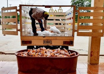 El diputado Warnel May Escobar entregó, “de manera personal”, 528 kilos de pollo fresco para que sean distribuidos casa por casa en Xanabá