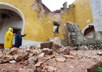 Tras derrumbe del Templo de San Agustín en Tekantó, INAH asegura el inmueble