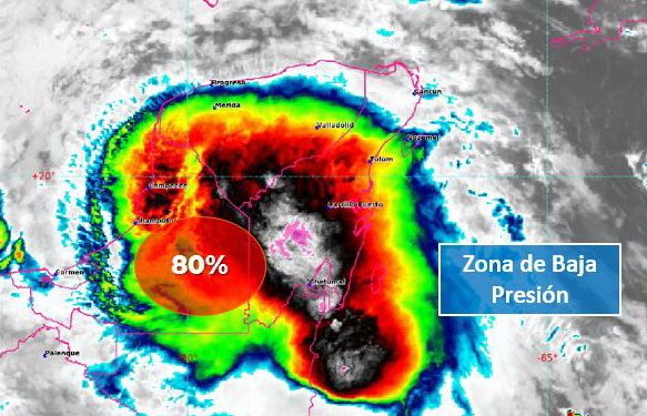 Remanentes de “Amanda”, ahora con 80% de probabilidad para desarrollo ciclónico en los proximos 2 días: su centro se localiza sobre Campeche, afirma Conagua y el Centro Nacional de Huracanes de los Estados Unidos