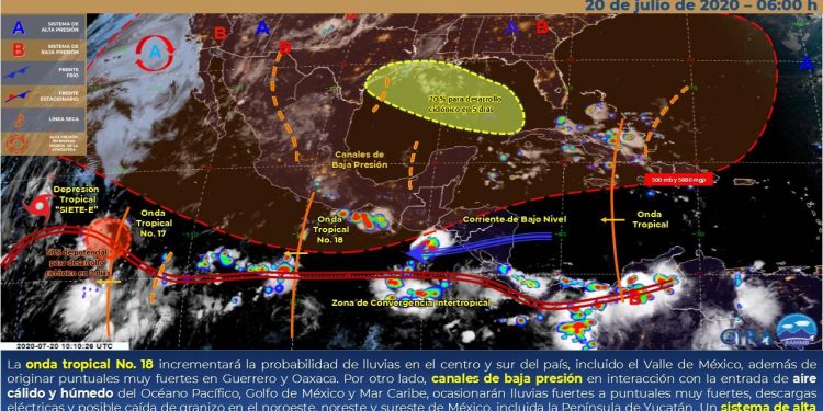 En las próximas 24 horas, se prevé cielo parcialmente nublado con probabilidad para chubascos y tormentas, con temperaturas calurosas a muy calurosas durante el día y cálidas al amanecer