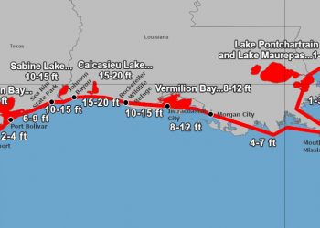 El huracán Laura evolucionó a categoría 4 con vientos máximos sostenidos superiores a los 200 kph, y ráfagas mayores,:estará impactando en pocas horas toda la zona costera comprendida entre Houston y New Orleans