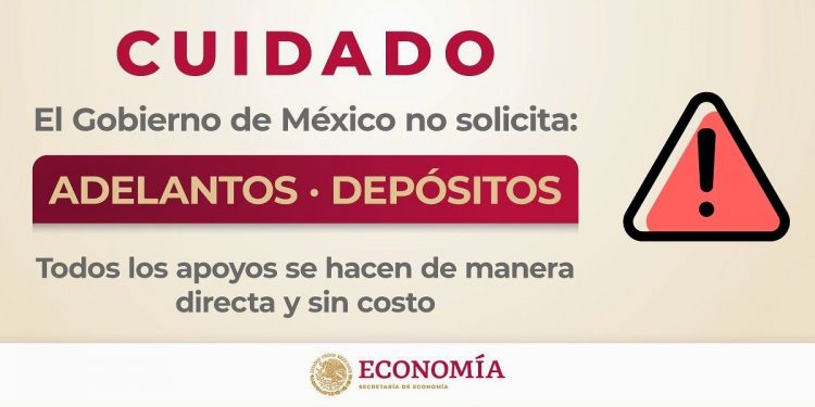 El gobierno federal advierte que no solicita depósitos ni adelantos de ningún tipo. Todos los trámites se realizan de manera gratuita, afirma