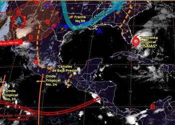 En las próximas 24 horas en Yucatán se prevé cielo medio nublado con probabilidad de chubascos y tormentas, con temperaturas calurosas a muy calurosas durante el día y cálidas al amanecer