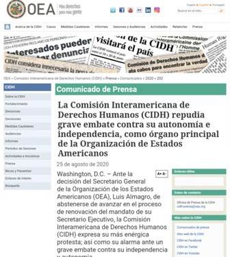 La Comisión Interamericana de Derechos Humanos (CIDH) repudia grave embate contra su autonomía e independencia, como órgano principal de la Organización de Estados Americanos: Luis Almagro viola reglamento y se niega a reconocer a Paulo Abrao, como Secretario Ejecutivo