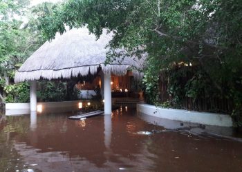 La isla de Holbox está inundada desde hace varios días por la subida de las mareas y apesta por la descomposición de excrementos