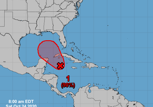Una zona de baja presión ubicada en el mar Caribe incrementó a 90% de probabilidad de desarrollo ciclónico según pronóstico de Conagua