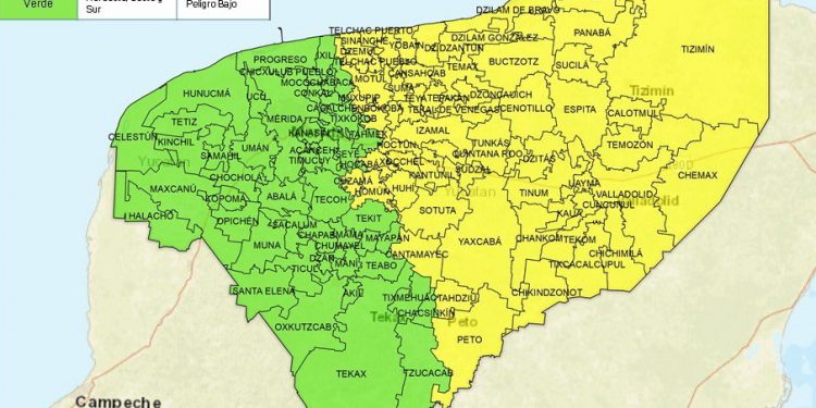 Alerta amarilla para el noreste, este, centro y norte de Yucatán 7 y para el norte y este del Estado de Quintana Roo por tormenta Zeta