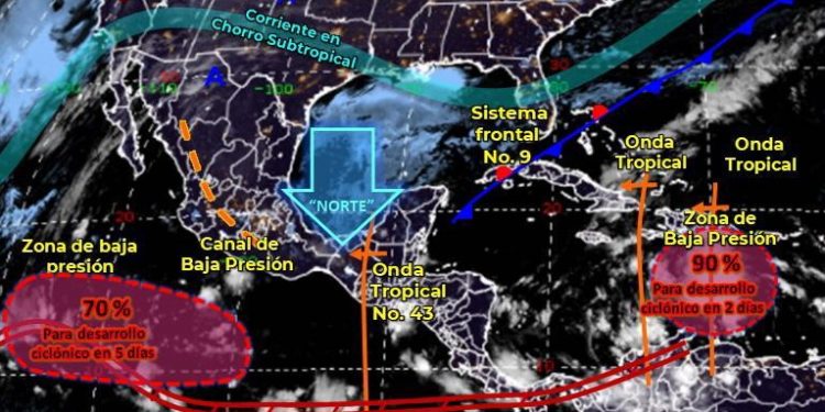 Pronostican tormentas puntuales fuertes en el noreste y oriente de Yucatán, centro y suroeste de Campeche