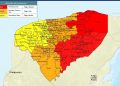 Emitió Protección Civil de Yucatán alerta roja para los municipios del oriente y parte del sur de Yucatán / Alerta naranja para el centro-norte y sur y alerta amarilla para el poniente
