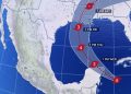 Durante esta noche, el huracán Delta originará lluvias torrenciales en la Península de Yucatán / Se prevén vientos de 150 a 190 km/h / Zona de prevención por vientos de huracán desde Dzilam, Yucatán, hasta Tulum