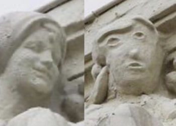 Tras años inobservada, una bárbara “restauración” de una escultura en Palencia, España, causa hilaridad y enojo, de nueva cuenta