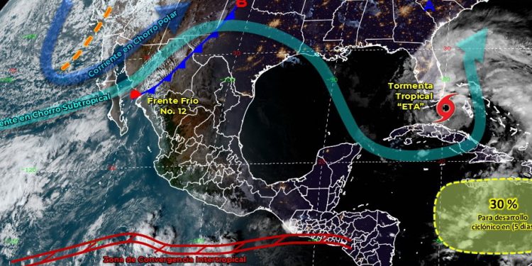 Probabilidad de lluvias sobre la Península de Yucatán, además de oleaje de 1 a 3 metros de altura en las costas de Yucatán y Quintana Roo