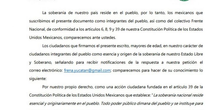 El ultraderechista movimiento FRENA Yucatán presentará ante el congreso de Yucatán la exigencia de que se dé por terminado el convenio nacional de coordinación fiscal