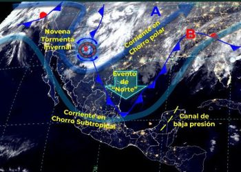 Vaguada mantendrá nublados con intervalos de chubascos en el norte y centro de Quintana Roo, oriente y noreste de Yucatán y centro de Campeche