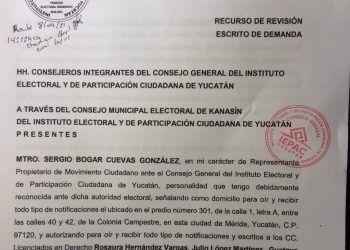 Movimiento Ciudadano impugnó ante el IEPAC la candidatura de William Román Pérez Cabrera en Kanasín por omitir que incurrió en violencia política de género