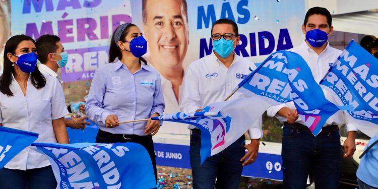 Víctor Hugo Lozano Poveda arrancó su campaña por la diputación local del IV Distrito, con cabecera en Mérida / el líder nacional del PAN, Marko Cortés Mendoza, acompañó al candidato