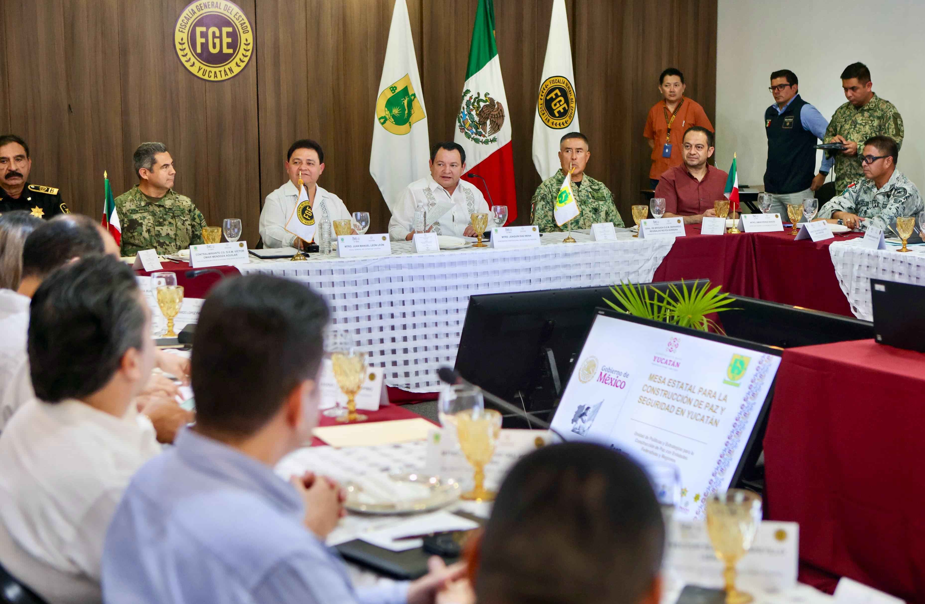 Gobernador Joaquín Díaz Mena encabezó la Mesa Estatal para la construcción de Paz y Seguridad en Yucatán