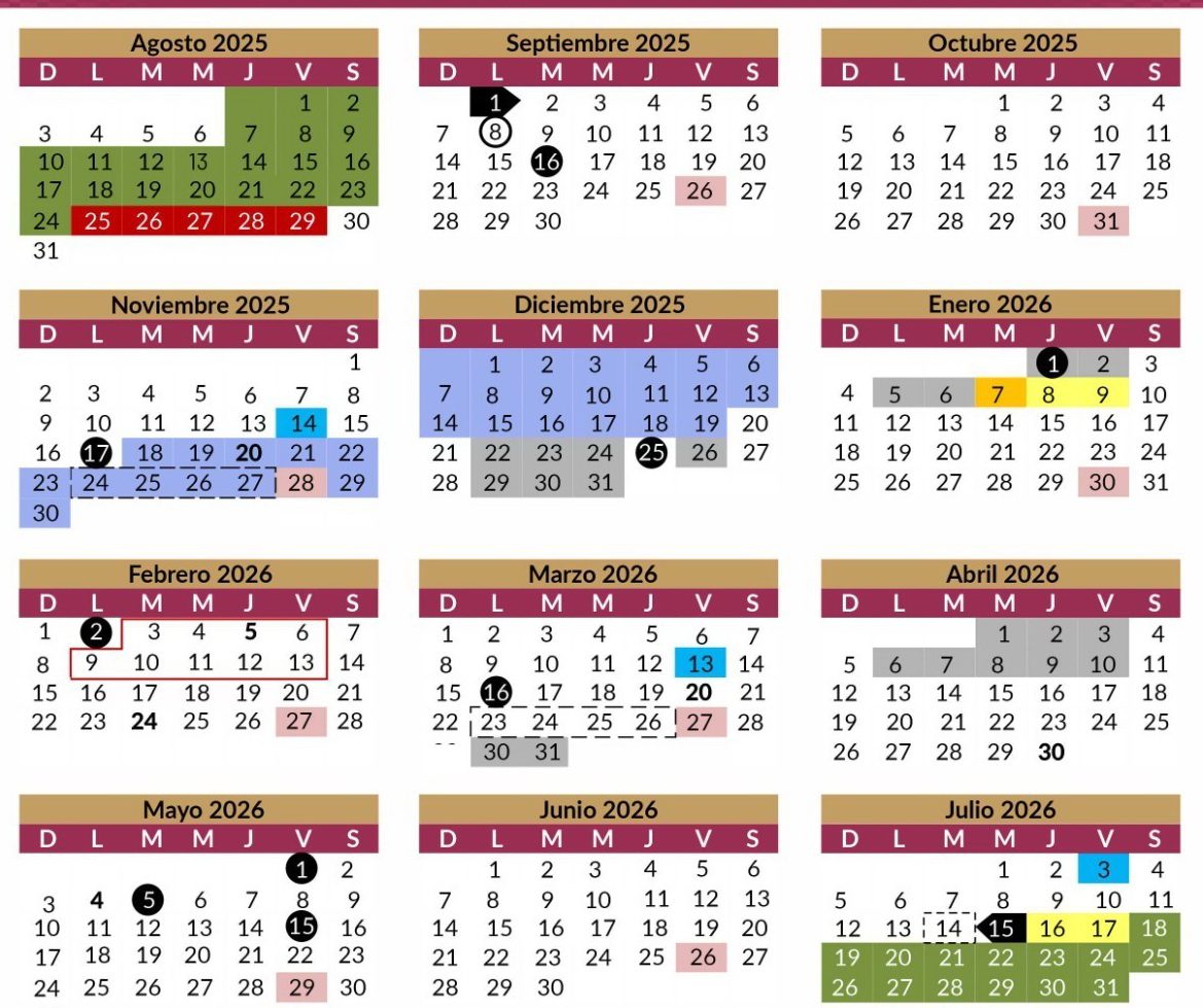 Ya se encuentra disponible el Calendario Escolar 2025–2026, aplicable a escuelas públicas y particulares, incorporadas al sistema educativo estatal