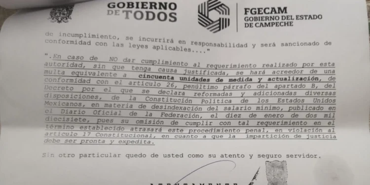Telemar, S.A. de C.V., difundió un oficio de la Fiscalía General del Estado de Campeche en el cual le ordenó le proporcione información sobre los responsables de la redacción de notas periodísticas publicadas