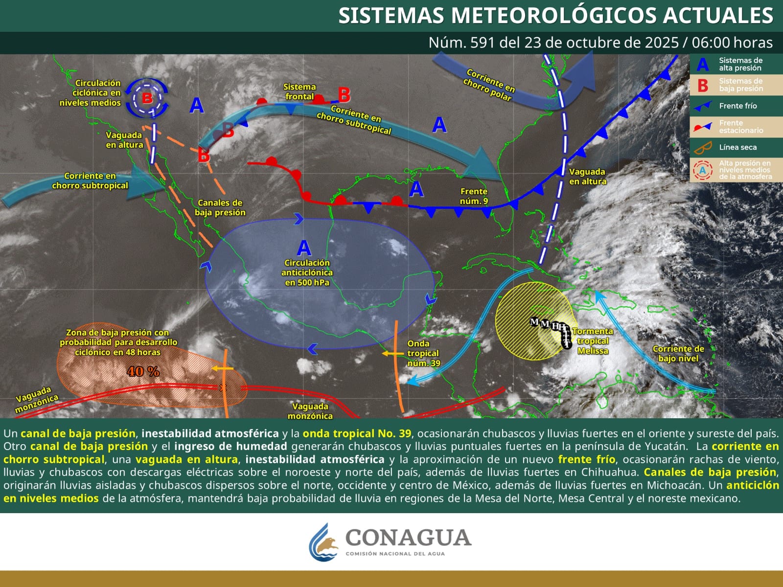 En las próximas 24 horas en Yucatán se prevé cielo parcialmente nublado con chubascos en el centro, oriente y sur del estado