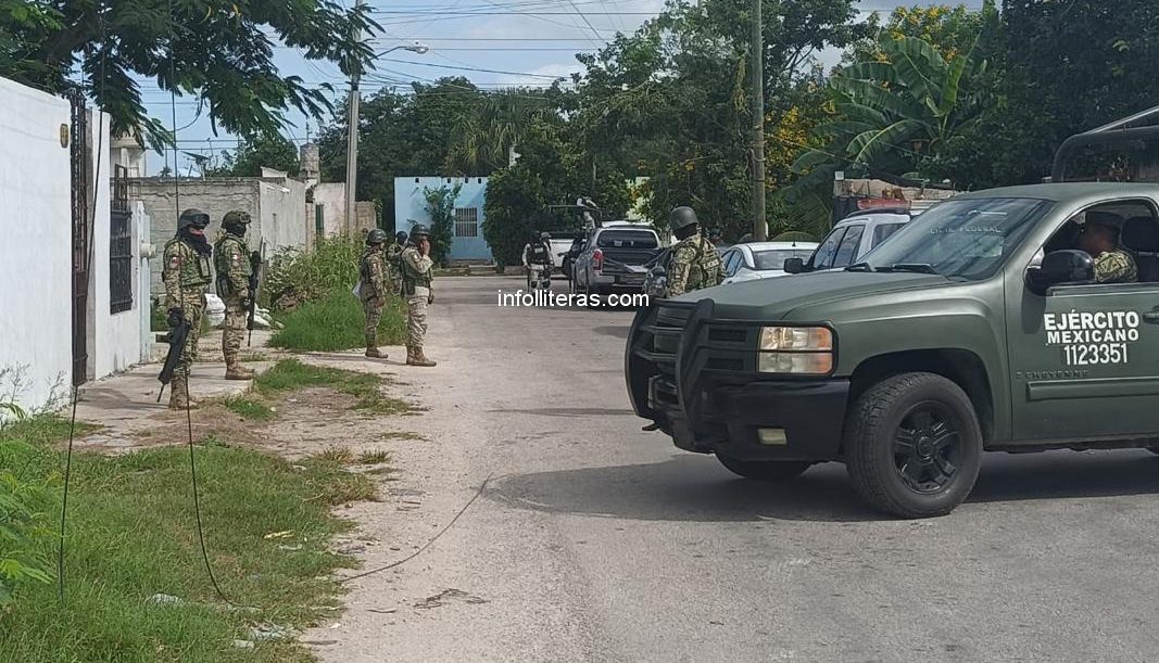 Fuerte operativo policíaco de elementos federales y estatales en el fraccionamiento Rinconada en Kanasín
