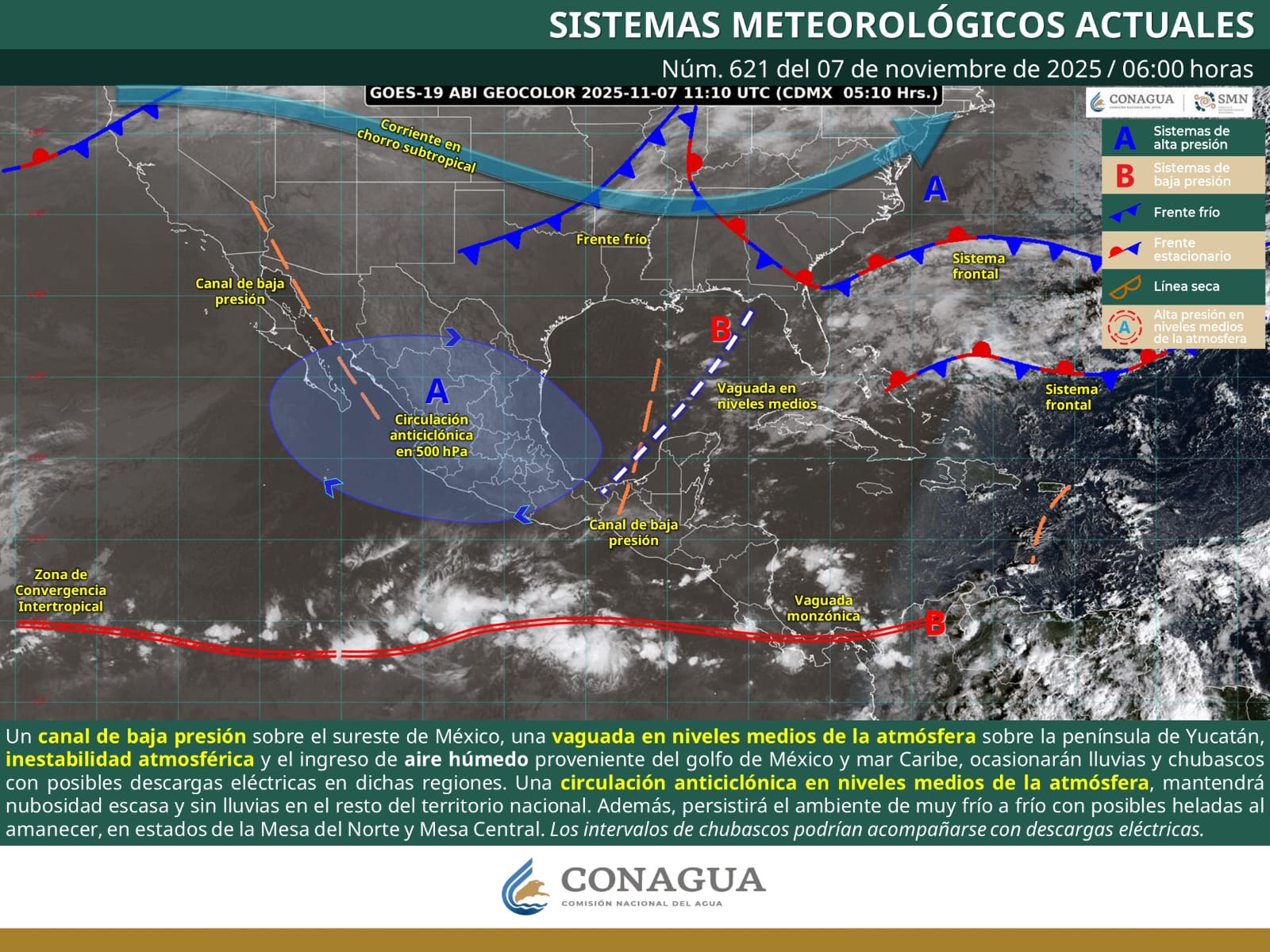 En Yucatán se prevé cielo parcialmente nublado a nublado, con probabilidad de chubascos dispersos en el oriente, noreste y centro del estado