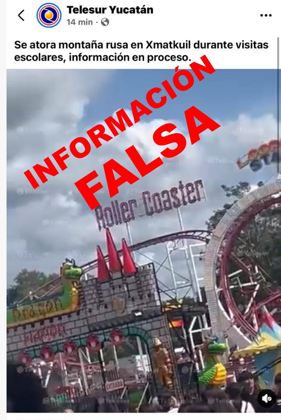 Desmienten que montaña rusa de la Feria Xmatkuil se haya atorado: es información falsa, dicen en comunicado