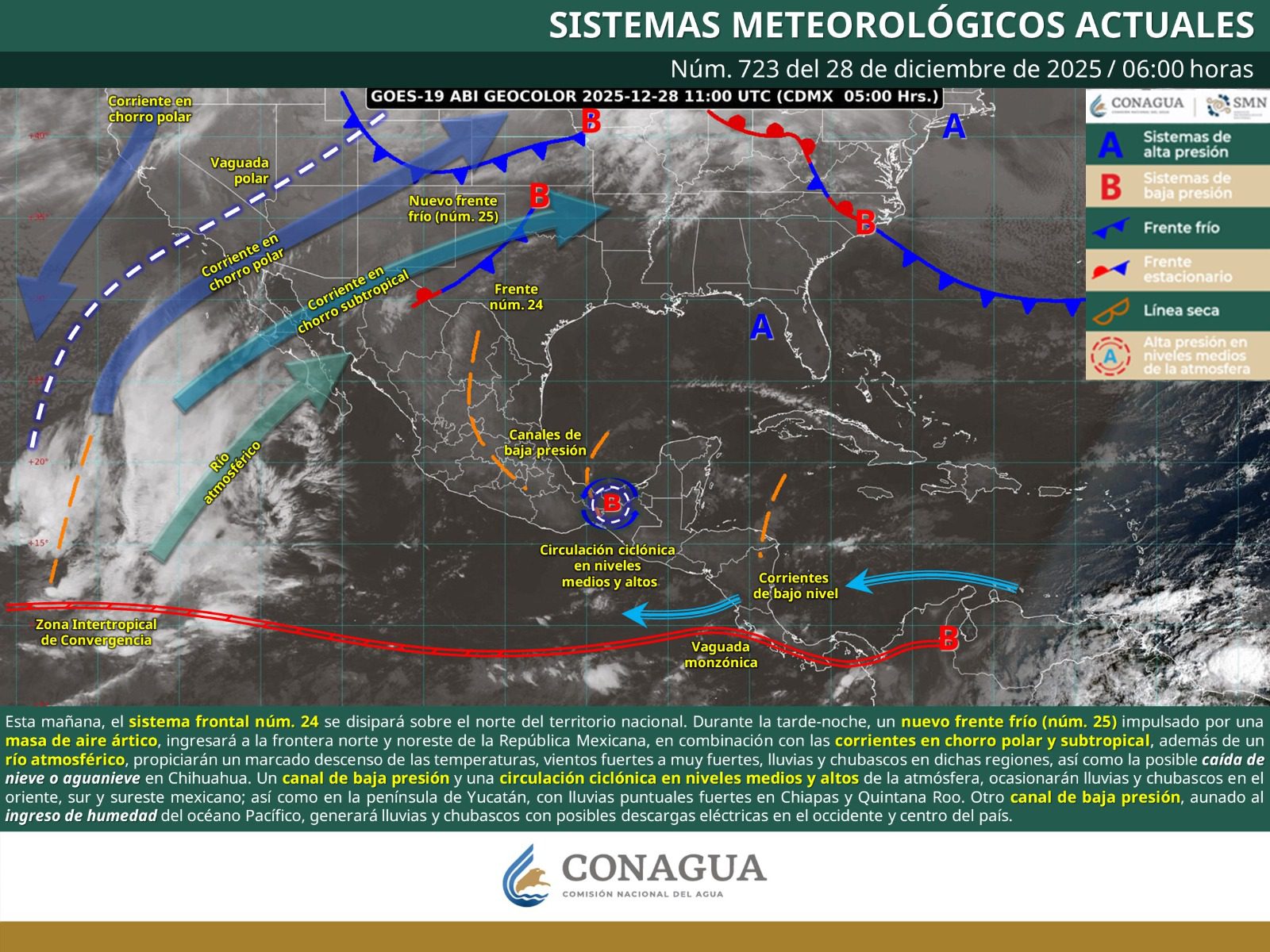 Este domingo se esperan lluvias aisladas e intervalos de chubascos en la península de Yucatán