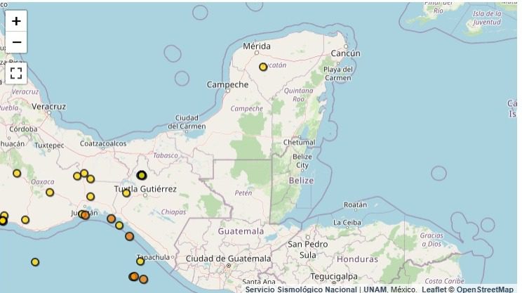 Se registró un sismo magnitud 3.6 que se localizó a 19 kilómetros al noroeste de Ticul, Yucatán
