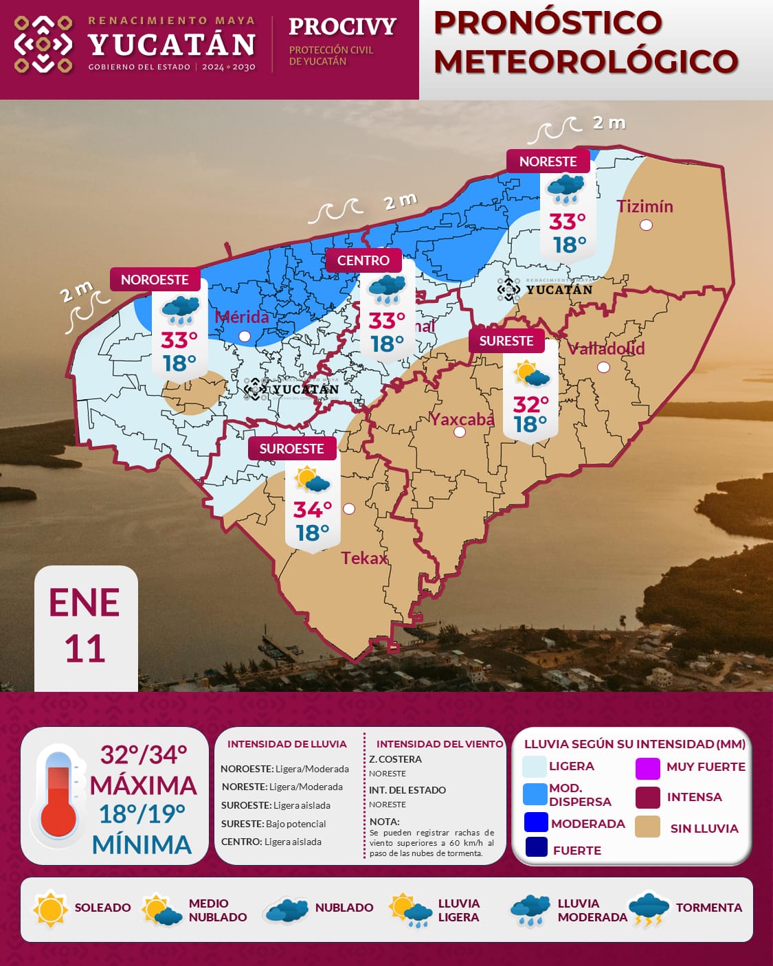 Para este domingo 11 de enero, comenzaremos a sentir los efectos del Frente Frío No. 27