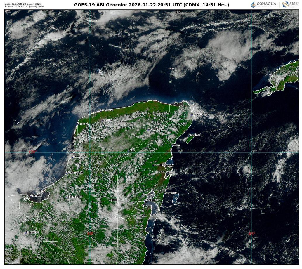 Frente frío núm. 30 ingresará sobre el noreste del país, se desplazará sobre el oriente, centro, sureste del territorio, incluyendo la Península de Yucatán