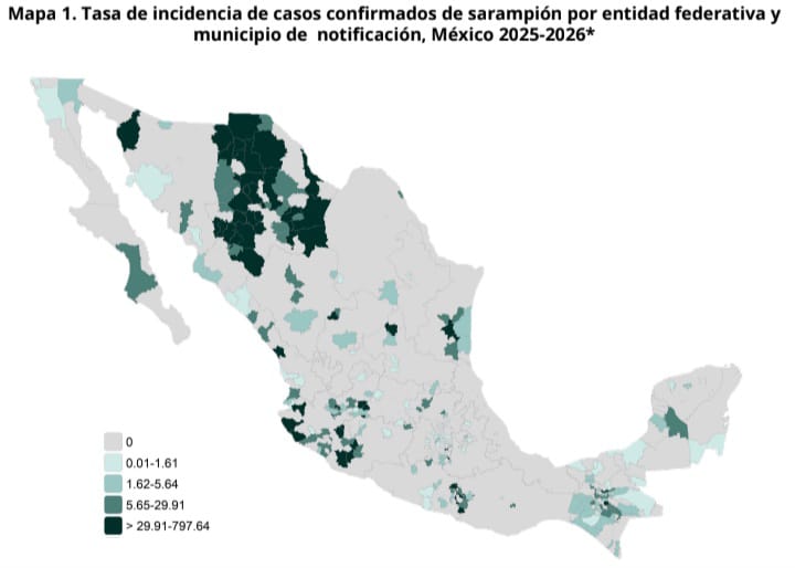 Se confirmó el tercer caso de sarampión en Yucatán / En esta ocasión en Mérida / En el país hay siete mil 417 casos confirmados acumulados