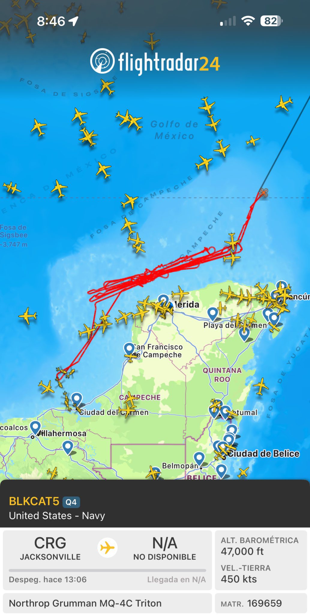 Sigue la vigilancia de las costas de la Península de Yucatán / Dron de vigilancia MQ 4C realizó patrullaje del Golfo de México