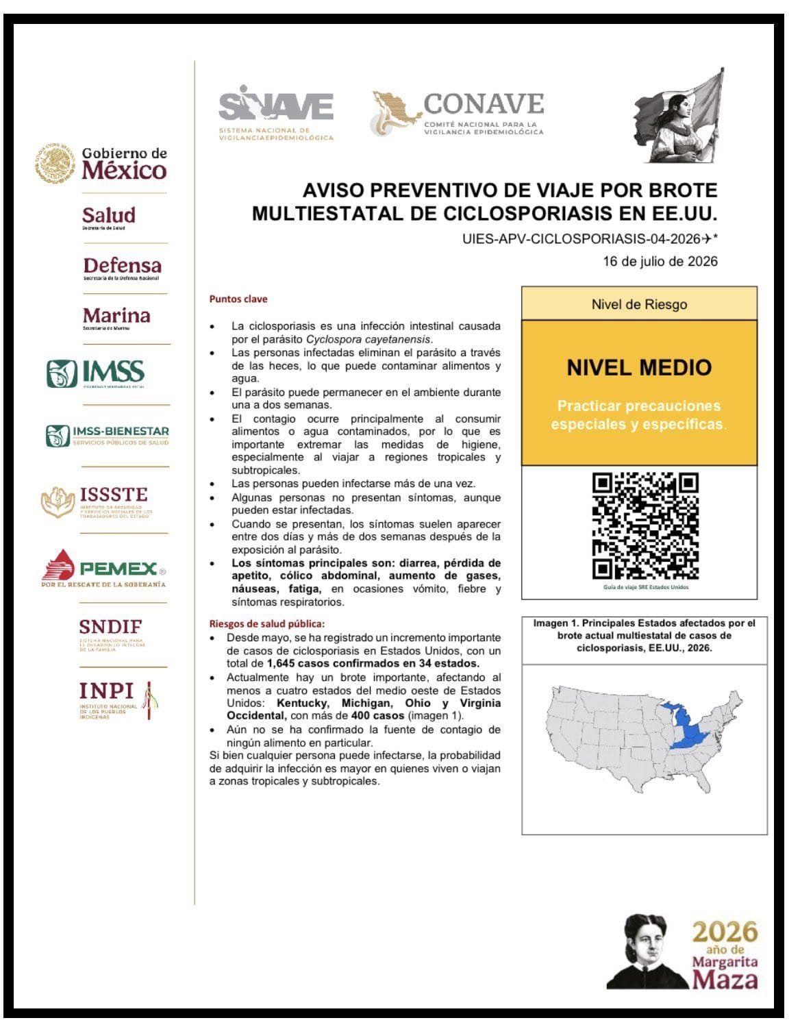 Cuidado con el brote de ciclosporiasis o diarrea explosiva, una infección intestinal causada por un parásito microscópico que se trasmite a través de alimentos o agua / Reportan en Estados Unidos más de 5 mil casos